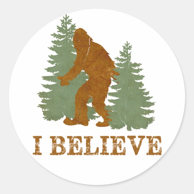 Bigfoot ich glaube runder aufkleber (Vorderseite)