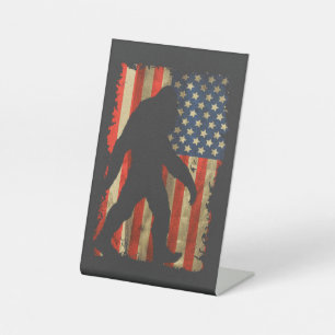 Bigfoot Ich glaube Sasquatch Patriot American Flag Sockelschild