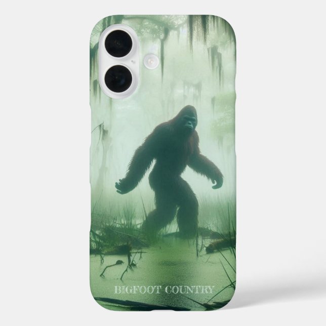 Bigfoot im Sumpf iPhone 16 Hülle (Rückseite)