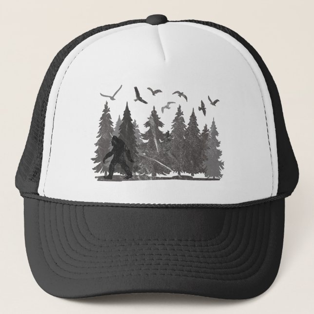 Bigfoot im Wald Sasquatch Yeti Truckerkappe (Vorderseite)