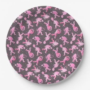 Bigfoot in Liebe Valentine in Rosa und Grau Pappteller