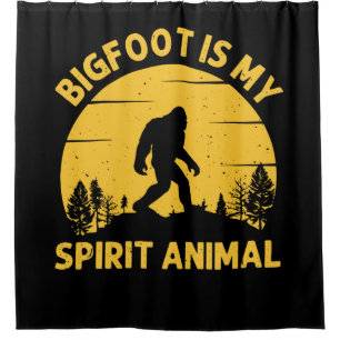 Bigfoot is My Spirit Animal Retro Sunset Duschvorhang