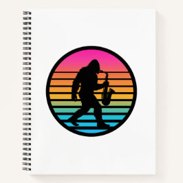 Bigfoot Jazz Saxophon Retro Sonnenuntergang Design Notizbuch