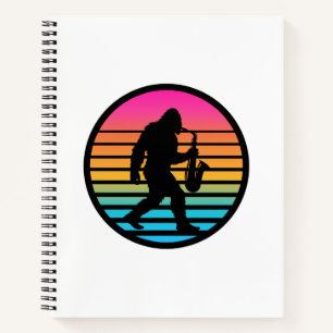 Bigfoot Jazz Saxophon Retro Sonnenuntergang Design Notizbuch