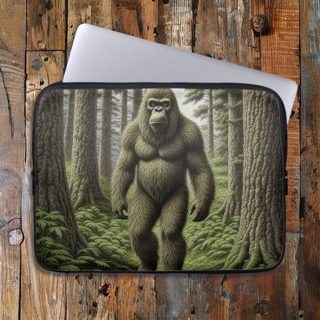 Bigfoot Laufen durch den Wald Laptopschutzhülle (Von Creator hochgeladen)