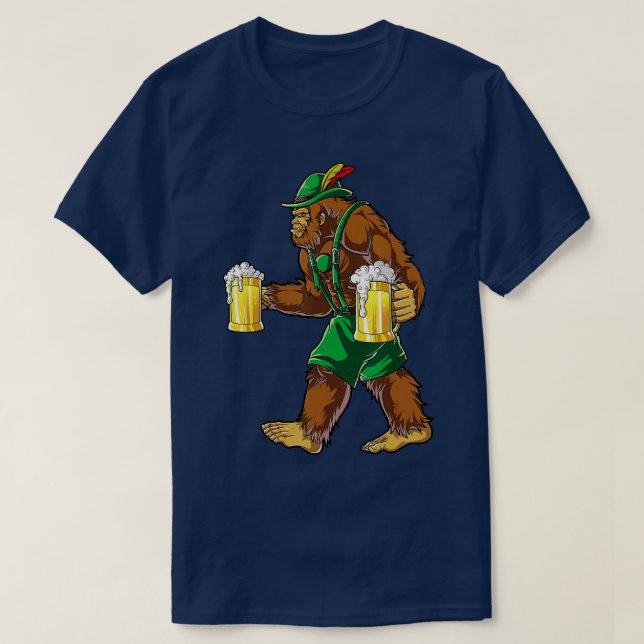 Bigfoot Lederhosen T Shirt Oktoberfest Men Prost B (Design vorne)