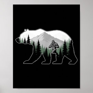Bigfoot Liebes Herz Hände Bär Silhouette Valentins Poster