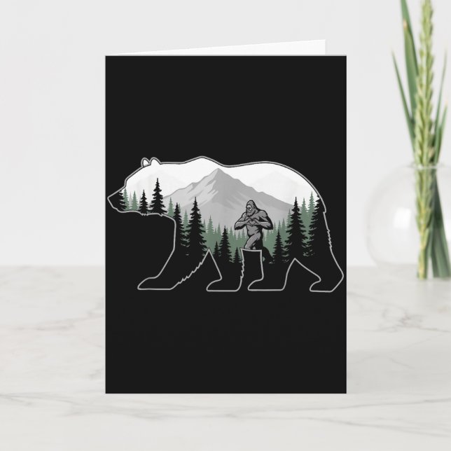 Bigfoot Love Heart Hands Bear Silhouette Valentine Karte (Vorderseite)