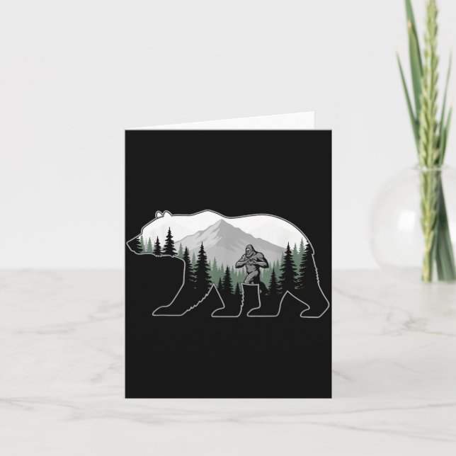 Bigfoot Love Heart Hands Bear Silhouette Valentine Karte (Vorderseite)