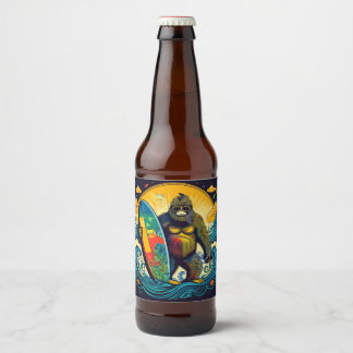 Bigfoot mag Bier und Surfin Bierflaschenetikett