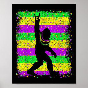 Bigfoot Mardi Gras Sasquatch Funny Men Kinder Gesc Poster