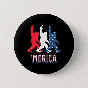 Bigfoot merica Red White Blue Peace Zeichen 4. Ju Button