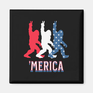 Bigfoot merica Red White Blue Peace Zeichen 4. Ju Magnet