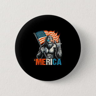 Bigfoot Merica Rock American Flag Patriotic 4. Button