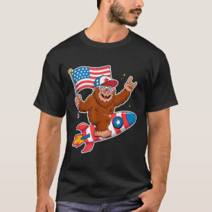 Bigfoot Merica Rock American Flag Patriotic 4. T-Shirt
