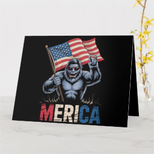 Bigfoot Merica Rock American Flag Patriotic Karte