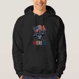 Bigfoot Merica Rock Amerikanische Flagge Patriotis Hoodie