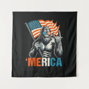 Bigfoot Merica Rock Amerikanische Flagge Wandteppich