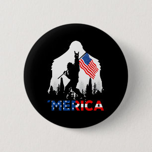 Bigfoot Merica Rock Amerikanische Usa-Flagge Patri Button