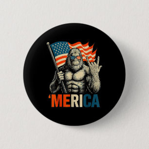 Bigfoot Merica Rock Patriotische Amerikanische Fla Button