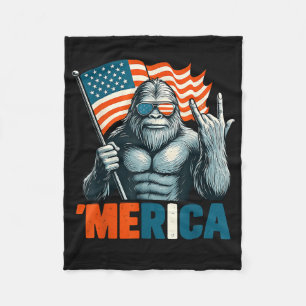 Bigfoot Merica Rock Patriotische amerikanische Fla Fleecedecke