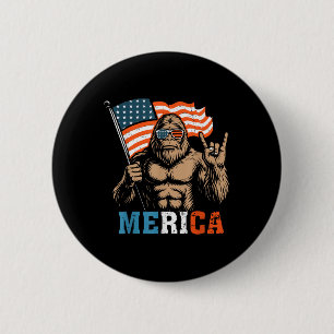 Bigfoot Merica Rock USA-Flagge Patriotisch 4. Juli Button