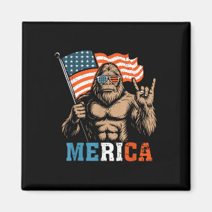Bigfoot Merica Rock USA-Flagge Patriotisch 4. Juli Magnet