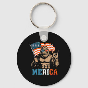 Bigfoot Merica Rock USA-Flagge Patriotisch 4. Juli Schlüsselanhänger