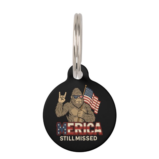 Bigfoot 'Merica Still Missed' Patriot 4. Juli Haustiermarke (Vorderseite)