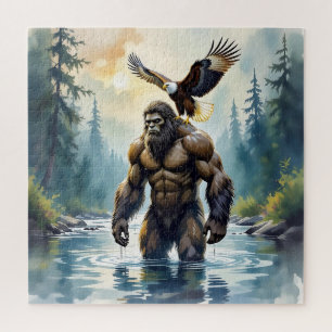 Bigfoot mit einem Adler auf der Schulter