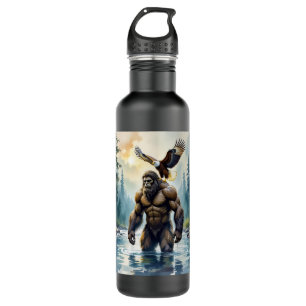 Bigfoot mit einem Adler auf der Schulter Edelstahlflasche