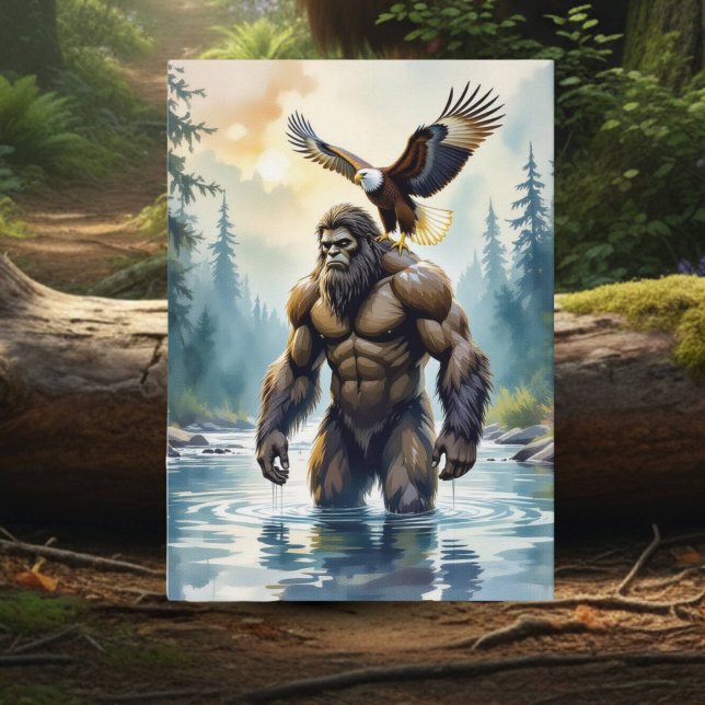 Bigfoot mit einem Adler auf seiner Schulter Geburt Karte (Von Creator hochgeladen)