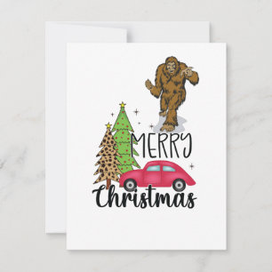 Bigfoot mit fröhlichem Weihnachtsbaum und rotem Au Feiertagskarte