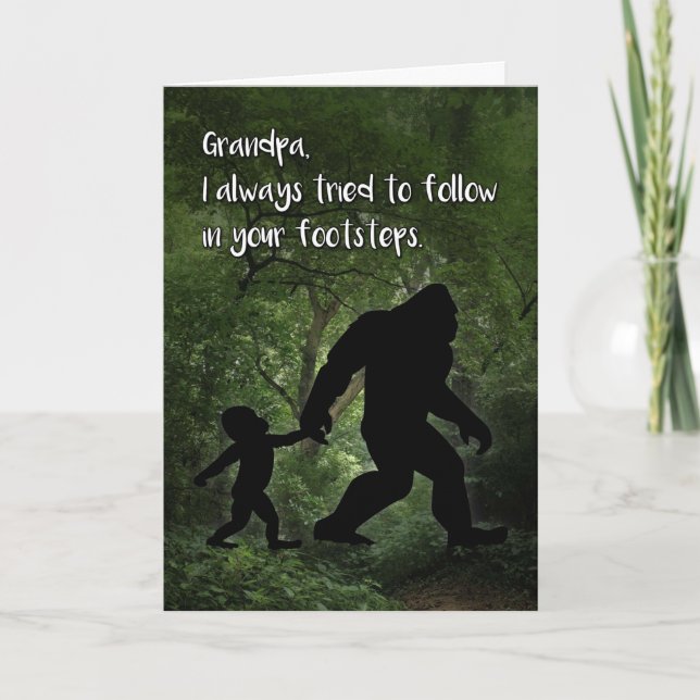 Bigfoot mit Kind Geburtstag für Opa Karte (Vorderseite)