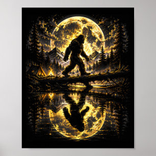 Bigfoot-Mondlicht-Waldreflexionsabenteuer Poster