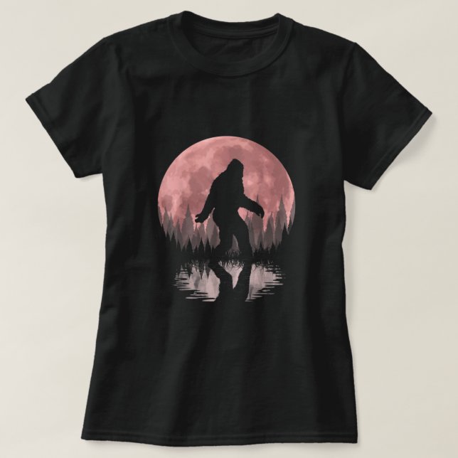 Bigfoot Moon Graphic Night Forest! Cool Sasquatch T-Shirt (Design vorne)
