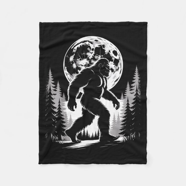 Bigfoot Moonlight Sasquatch Forest Cryptid Outdoor Fleecedecke (Vorderseite)
