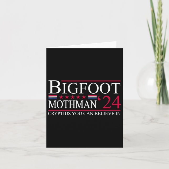 Bigfoot Mothman 2024 Präsidentenwahl Funny Vote Karte (Vorderseite)