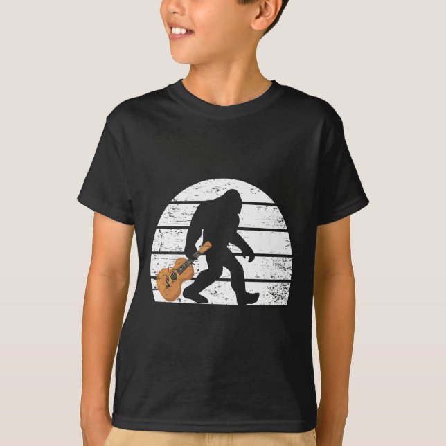  Bigfoot Musiker Sasquatch Acoustic Guitar Player T-Shirt (Vorderseite)