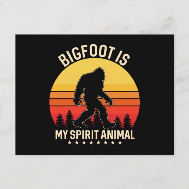Bigfoot my Spirit Animal | Bigfoot Retro Postkarte (Vorderseite)