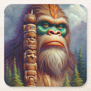Bigfoot Native American Totem Rechteckiger Pappuntersetzer