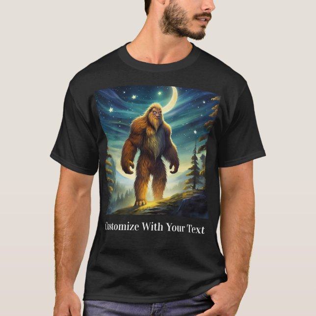 Bigfoot Night Woods Moon Stars T-Shirt (Vorderseite)