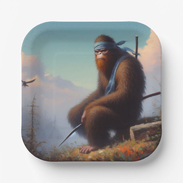 Bigfoot Ninja Pappteller (Vorderseite)