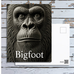 Bigfoot oder Sasquatch Nahaufnahme Gesicht Postkarte