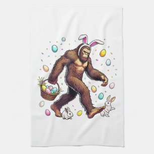 Bigfoot Ostertag Lustiger Sasquatch Geschirrtuch