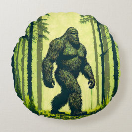Bigfoot Out für einen Waldspaziergang Sasquatch Rundes Kissen