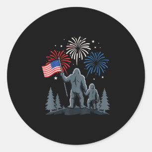 Bigfoot Papa 4. Juli amerikanische Flagge patrioti Runder Aufkleber