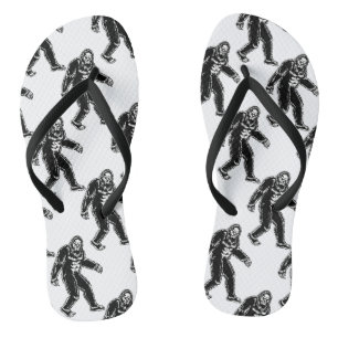 Bigfoot Pattern Schwarz-weiß Sasquatsche Monster Flip Flops