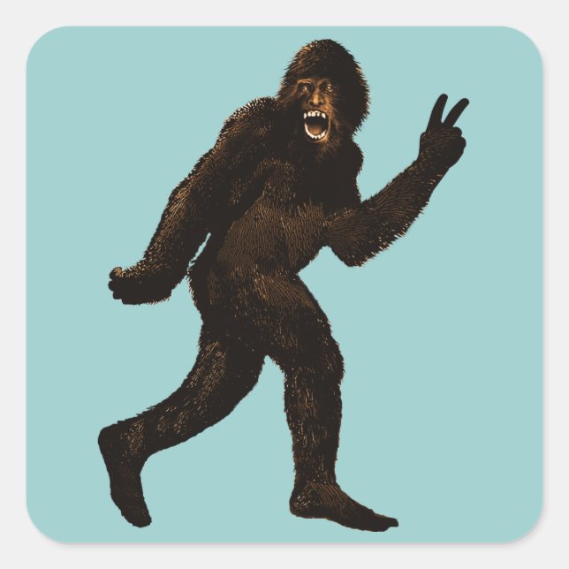 Bigfoot Peace Quadratischer Aufkleber (Vorderseite)