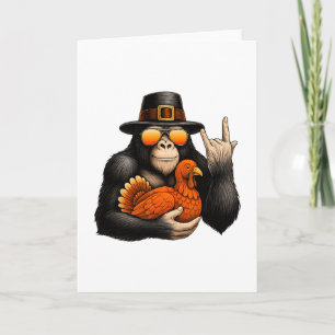 Bigfoot Pilger Truthahn Kürbis Thanksgiving Day Bo Karte